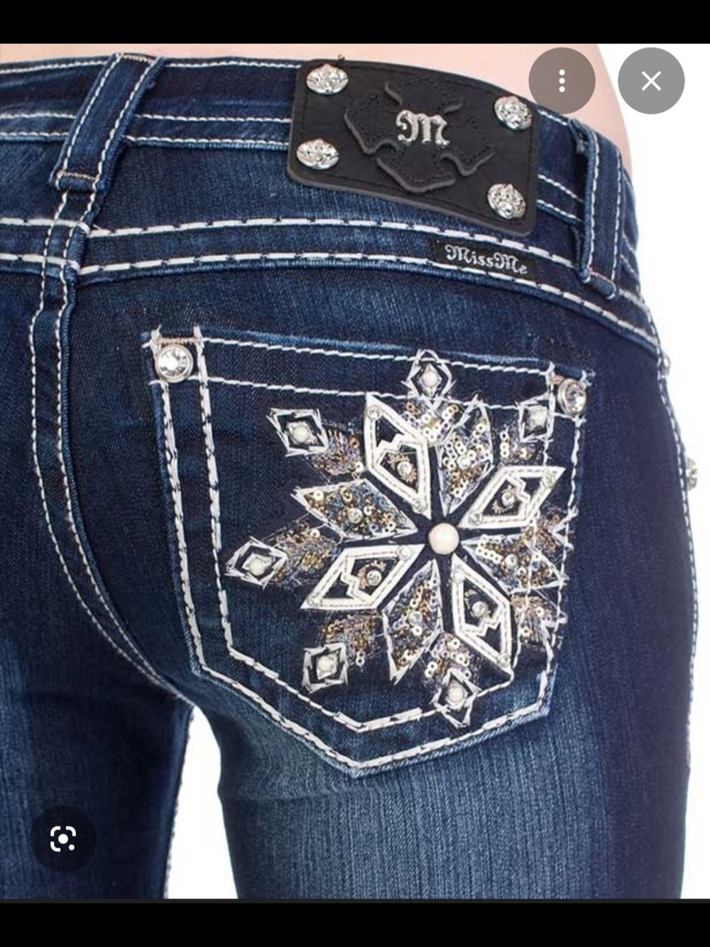 Miss Me Dark Blue Skinny Jeans with Embellished Back Pocket